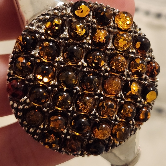 Handmade heavy genuine Baltic Amber and Sterling Silver cuff Bracelet New 26.5 G - Picture 13 of 16